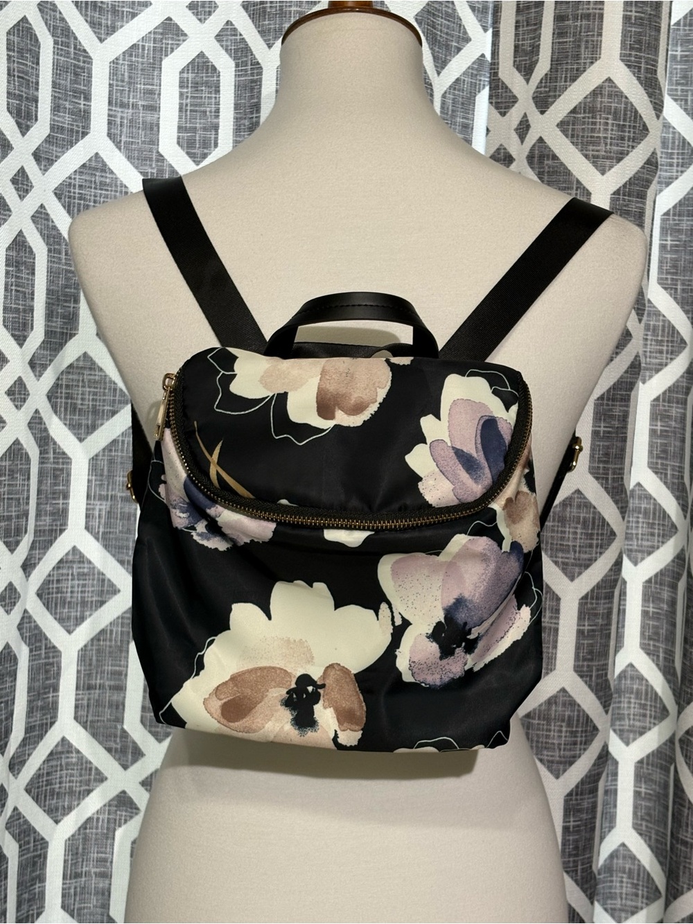 A New Day Floral Print Zip Closure Mini Backpack Bag Purse
